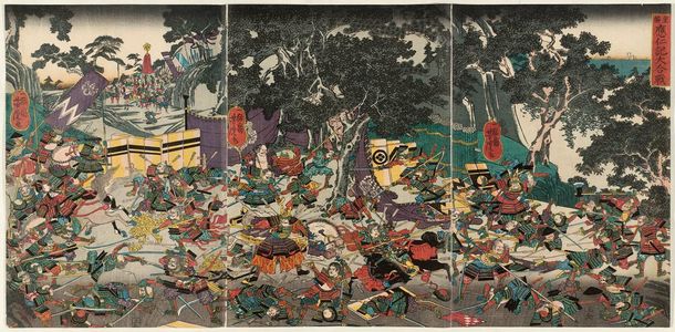 Utagawa Yoshitora: A Great Battle from the Record of the Ônin War (Ôninki ôgassen) - Museum of Fine Arts