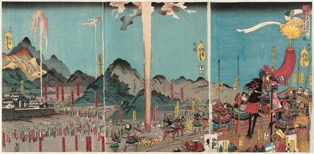Utagawa Yoshitora: The Great Battle of Shijô-Nawate on the Fifth Day of the First Month, 1350 (Shôhei gonen shôgatsu itsuka Shijô-Nawate ôgassen no zu) - Museum of Fine Arts