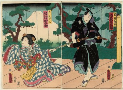 Utagawa Kunisada: Actors Bandô Hikosaburô V as Hayano Kanpei (R) and Sawamura Tanosuke III as Koshimoto Okaru (L) - Museum of Fine Arts