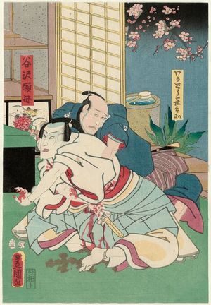 Utagawa Kunisada: Actors Nakamura Tsuruzô I as Wakatô Kihei and Nakamura Fukusuke I as Tanizawa Tanomo - Museum of Fine Arts