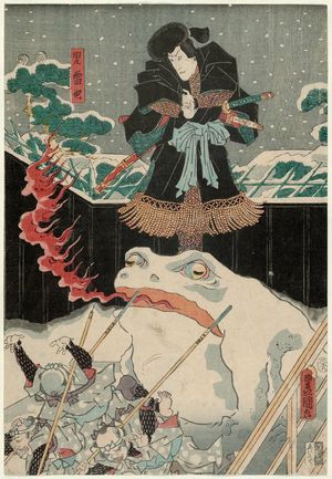 Utagawa Kunisada: Actor Ichikawa Danjûrô VIII as Jiraiya - Museum of Fine Arts