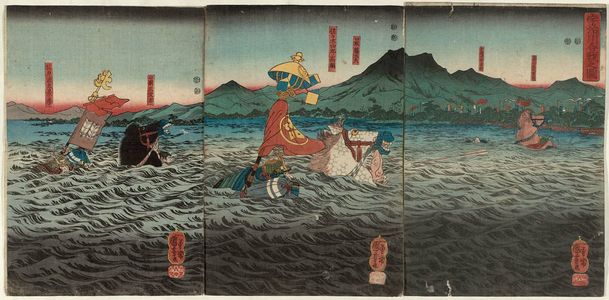 歌川国芳: The Battle of the Uji River (Ujikawa kassen no zu) - ボストン美術館
