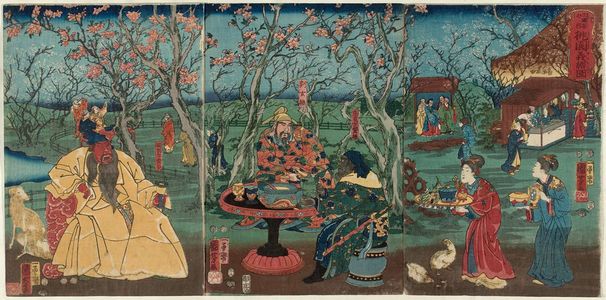 Utagawa Kuniyoshi: Sangokushi no uchi, Tôen ni gi o musubu zu - Museum of Fine Arts