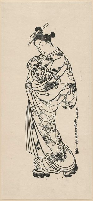 Okumura Masanobu: Standing Courtesan - Museum of Fine Arts