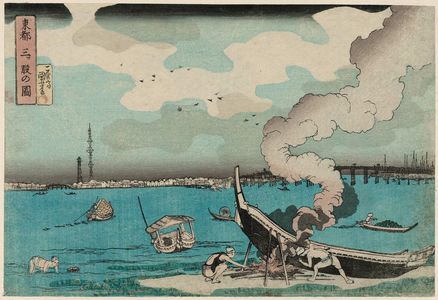 Utagawa Kuniyoshi: View of Mitsumata in the Eastern Capital (Tôto Mitsumata no zu), from a series View of...in the Eastern Capital (Tôto...no zu) - Museum of Fine Arts