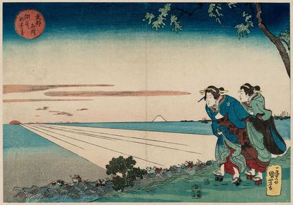 Utagawa Kuniyoshi: Sunrise on New Year's Day at Susaki (Susaki hatsu hinode no zu), from the series Famous Places in the Eastern Capital (Tôto meisho) - Museum of Fine Arts