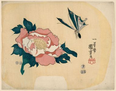 歌川国芳: Butterfly and Camellia - ボストン美術館