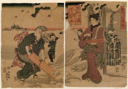 歌川国芳: Fuyu (Winter), from the series Amusements of Women in the Four Seasons (Shiki no Kokoro onna asobi) - ボストン美術館