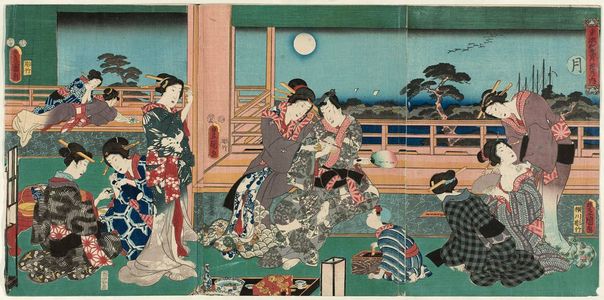 歌川国貞: Moon (Tsuki), from the series Snow, Moon, and Flowers of Eastern Genji (Azuma Genji setsugekka no uchi) - ボストン美術館