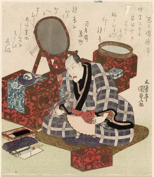 Utagawa Kunisada: Actor Ichikawa Danjûrô VII in His Dressing Room - Museum of Fine Arts