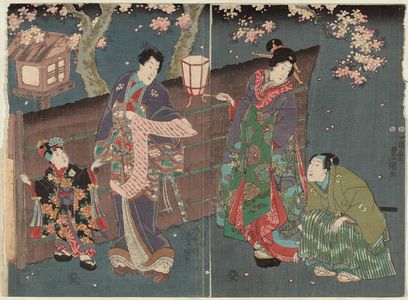 Utagawa Kunisada: Outside a Brushwood Fence on a Spring Night - Museum of Fine Arts