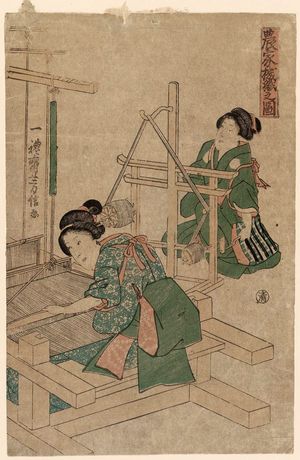 山本義信: Peasants Weaving (Nôka hata-ori no zu) - ボストン美術館