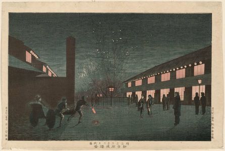 井上安治: Scene of Cherry Blossoms at Night in the New Yoshiwara (Shin Yoshiwara yozakura kei) - ボストン美術館