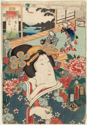 Utagawa Kunisada: No. 19, Usugumo: Actor Iwai Kumesaburô III, from the series Fifty-four Chapters of Edo Purple (Edo murasaki gojûyo-jô) - Museum of Fine Arts