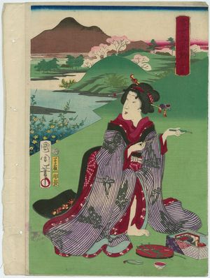 Toyohara Kunichika: Ide, from the series Six Jewel-like Faces of Modern Times (Tôsei mu tamagao), pun on Six Jewel Rivers (Mu Tamagawa) - Museum of Fine Arts