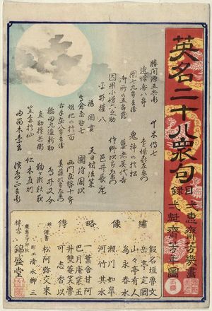 落合芳幾: Title page (Mokuroku) for the series Heroes for the Twenty-eight Lunar Lodges, with Poems (Eimei nijûhasshuku) - ボストン美術館