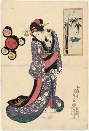 Japanese Print "Bamboo and Sparrow (Take ni suzume), from the series Fûryû aioi zukushi (Collection of Fashionable Pairings)" by Utagawa Kunisada, 歌川国貞 (Utagawa Kunisada I (Toyokuni III))