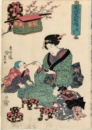 Japanese Print "The Third Month (Yayoi), from the series Fashionable Twelve Months (Fûryû jûni tsuki no uchi)" by Utagawa Kunisada, 歌川国貞 (Utagawa Kunisada I (Toyokuni III))