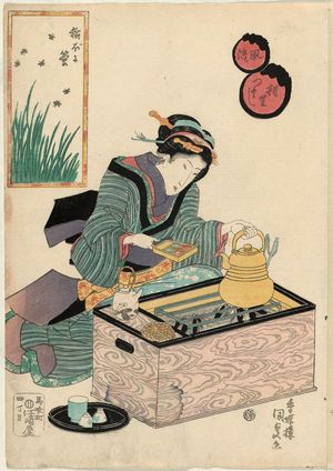 Utagawa Kunisada: Fireflies and ? (? ni hotaru), from the series Collection of Fashionable Pairings (Fûryû aioi zukushi) - Museum of Fine Arts