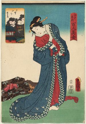 Utagawa Kunisada: Ueno Yamashita, from the series One Hundred Beautiful Women at Famous Places in Edo (Edo meisho hyakunin bijo) - Museum of Fine Arts