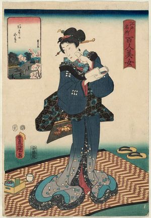 Utagawa Kunisada: Asuka Hill (Asukayama), from the series One Hundred Beautiful Women at Famous Places in Edo (Edo meisho hyakunin bijo) - Museum of Fine Arts