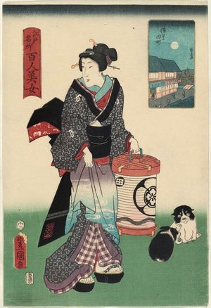 Utagawa Kunisada: Asakusa Tamachi, from the series One Hundred Beautiful Women at Famous Places in Edo (Edo meisho hyakunin bijo) - Museum of Fine Arts