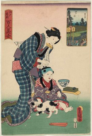 Japanese Print "Yotsuya, from the series One Hundred Beautiful Women at Famous Places in Edo (Edo meisho hyakunin bijo)" by Utagawa Kunisada, 歌川国貞 (Utagawa Kunisada I (Toyokuni III))