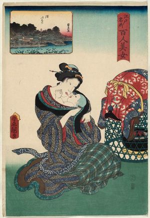 Utagawa Kunisada: Tameike, from the series One Hundred Beautiful Women at Famous Places in Edo (Edo meisho hyakunin bijo) - Museum of Fine Arts