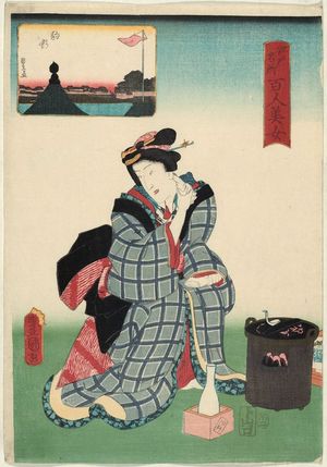 歌川国貞: Komagata, from the series One Hundred Beautiful Women at Famous Places in Edo (Edo meisho hyakunin bijo) - ボストン美術館