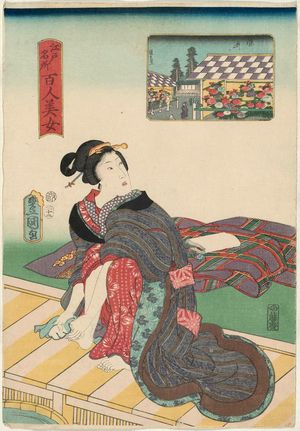 Utagawa Kunisada: Somei, from the series One Hundred Beautiful Women at Famous Places in Edo (Edo meisho hyakunin bijo) - Museum of Fine Arts