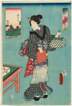 歌川国貞: Chômei-ji Temple, from the series One Hundred Beautiful Women at Famous Places in Edo (Edo meisho hyakunin bijo) - ボストン美術館
