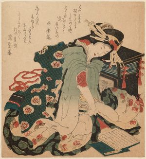 Katsushika Hokusai: Gidayû Chantress Reading Books - Museum of Fine Arts
