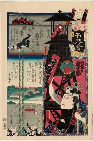 歌川国貞: Nezu, from the series Flowers of Edo and Views of Famous Places (Edo no hana meishô-e) - ボストン美術館