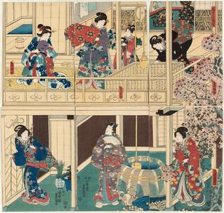 Utagawa Kunisada: The Akashi Bathhouse (Akashi-buro) - Museum of Fine Arts