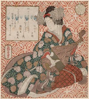 Yashima Gakutei: Woman Representing Benzaiten, from the series Allusions to the Seven Lucky Gods (Mitate shichifukujin) - Museum of Fine Arts