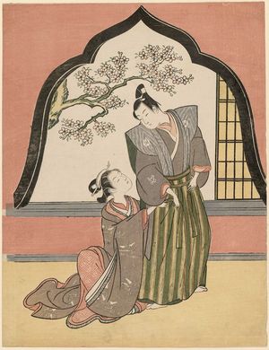 Suzuki Harunobu: Young Couple by an Arched Window - Museum of Fine Arts