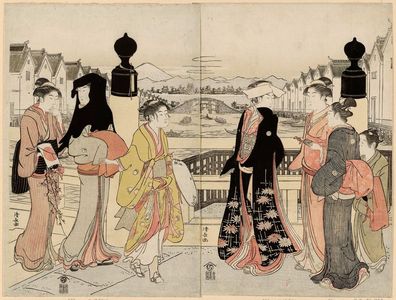 Torii Kiyonaga: Women at Nihonbashi Bridge - Museum of Fine Arts