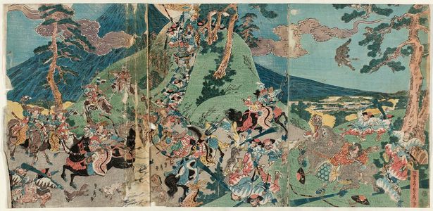 歌川貞秀: Yoritomo's Hunt at the Foot of Mount Fuji - ボストン美術館