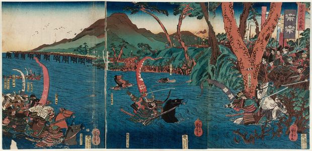 Utagawa Kuniyoshi: The Great Battle at the Uji River (Ujikawa ôgassen) - Museum of Fine Arts