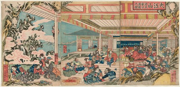 Utagawa Kuniyoshi: The Drinking Party of the Shutendôji at Mount Ôe (Ôeyama Shutendôji shuen no zu) - Museum of Fine Arts