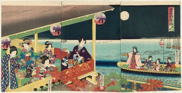 歌川国貞: Fall Section (Aki no bu), from the series Modern Views of the Four Seasons (Tôsei shiki no nagame) - ボストン美術館
