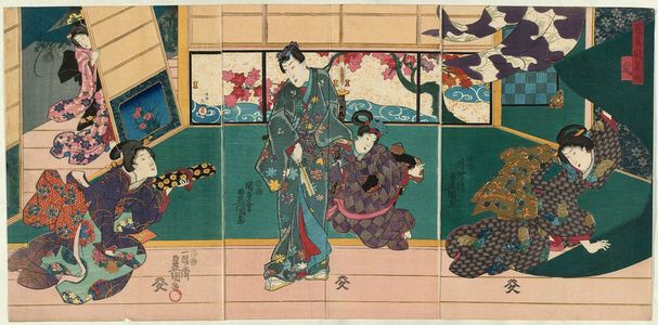 Utagawa Kunisada: Wind (Kaze), from the series Flowers and Birds, Wind and Moon (Kachô fûgetsu no uchi) - Museum of Fine Arts