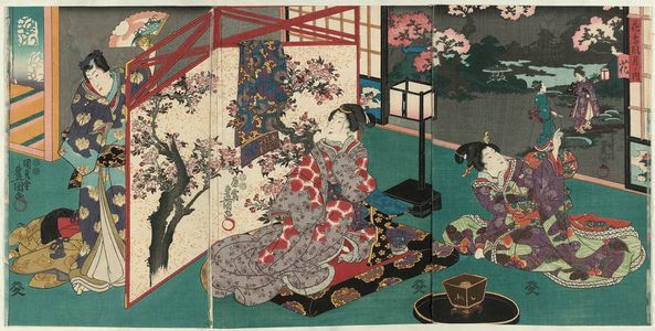 歌川国貞: Flowers (Hana), from the series Flowers and Birds, Wind and Moon (Kachô fûgetsu no uchi) - ボストン美術館