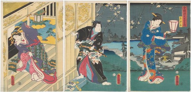 歌川国貞: The Second Month (Kisaragi), from the series Twelve Months of Genji in the Modern Style (Imayô Genji jûni tsuki no uchi) - ボストン美術館