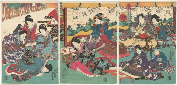 Utagawa Kunisada: The First Month (Mutsuki), from the series Annual Events for Young Murasaki (Wakamurasaki nenjû gyôji no uchi) - Museum of Fine Arts
