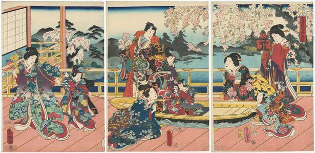 歌川国貞: Elegant Amusements of Eastern Genji (Azuma Genji gayû no zu) - ボストン美術館