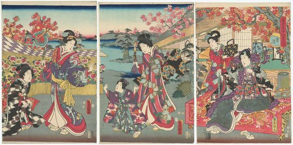 Utagawa Kunisada: The Ninth Month (Kikuzuki), from the series Annual Events for Young Murasaki (Wakamurasaki nenjû gyôji no uchi) - Museum of Fine Arts