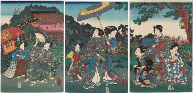 Utagawa Kunisada, 歌川国貞 (Utagawa Kunisada I (Toyokuni III))による浮世絵「The Fourth Month (Uzuki), from the series Genji in the Twelve Months (Genji jûnikagetsu no uchi)」