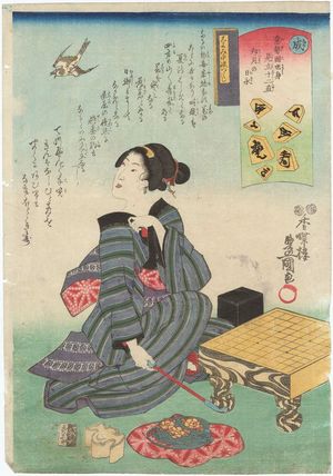 歌川国貞: Naru: Long Days in the Fourth Month (Uzuki no hinaga), from the series Scenes for the Twelve Correspondences According to the Ise Almanac, Middle Section (Reki chûdan tsukushi, Ise goyomi mitate jûni choku) - ボストン美術館