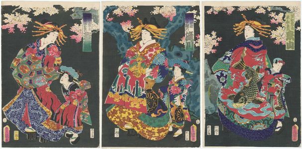 Utagawa Kunisada: Courtesans under Cherry Blossoms - Museum of Fine Arts